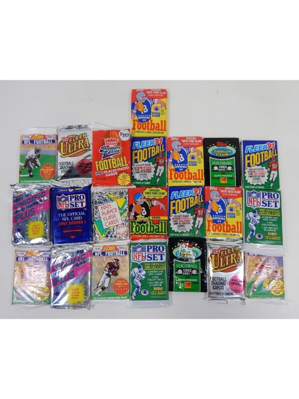 300 Vintage NFL Football Cards in Sealed Wax Packs - Ideal for Collectors